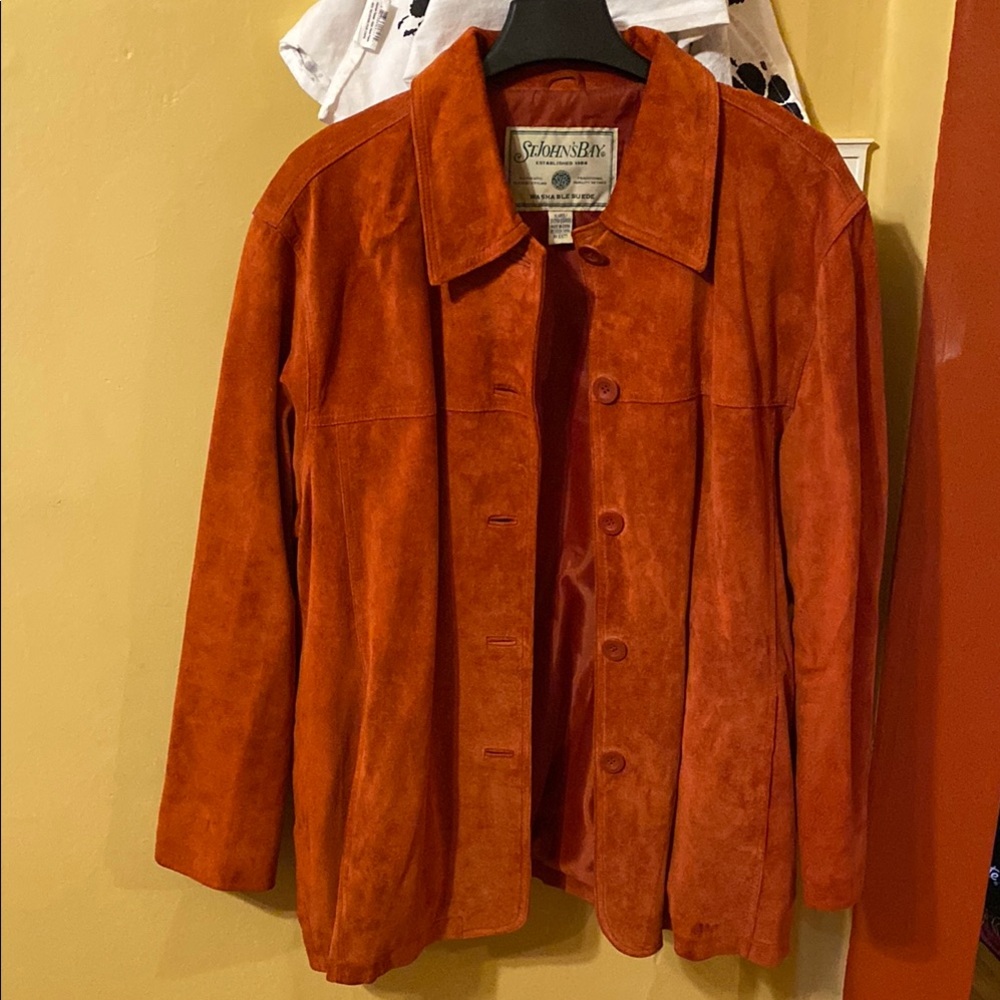 St. John's Bay Women's Suede Jacket - Vibrant Orange